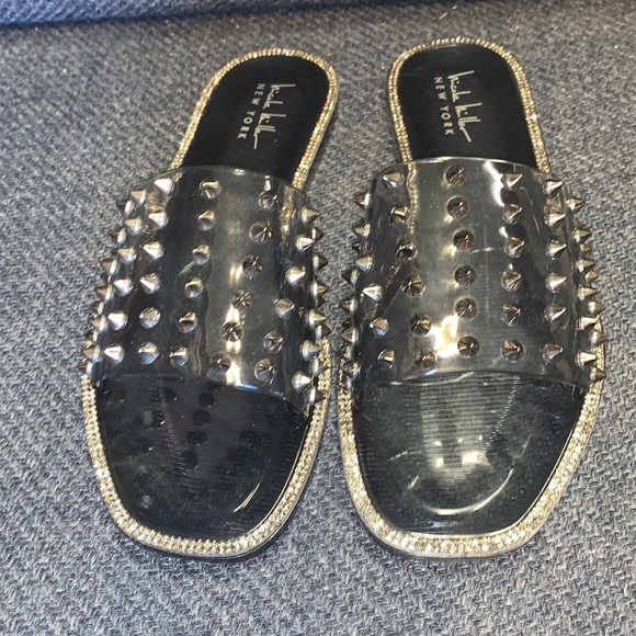 Nicole Miller Spike Jelly Rhinestone Sandals - Picture 2 of 8